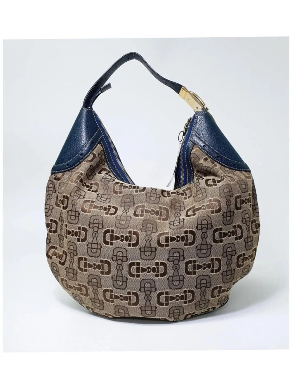 Authentic Gucci Horsebit Canvas Hobo Shoulder Bag